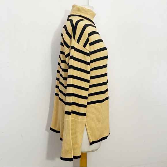 No Brand ribbed striped,bell sleeve cotton knit oversized turtleneck sweater S - Picture 4 of 7
